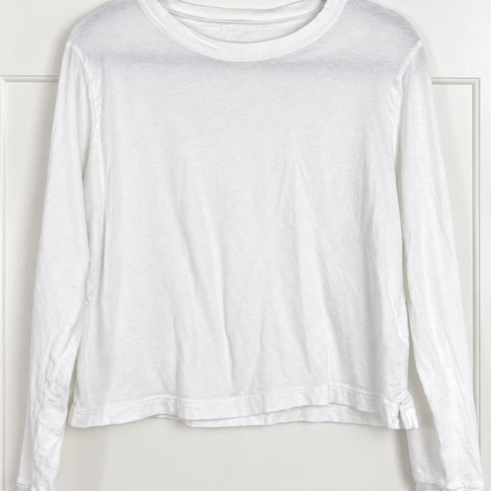 J.Crew Vintage Jersey Cropped Long Sleeve Tee — White M